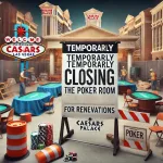 Caesars Palace temporarily closing its poker room for renovations.